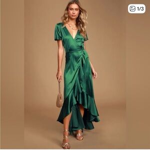 Lulu’s love of your life emerald Green Wrap Dress